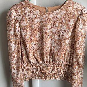 Express Floral Blouse in Cream and Brown